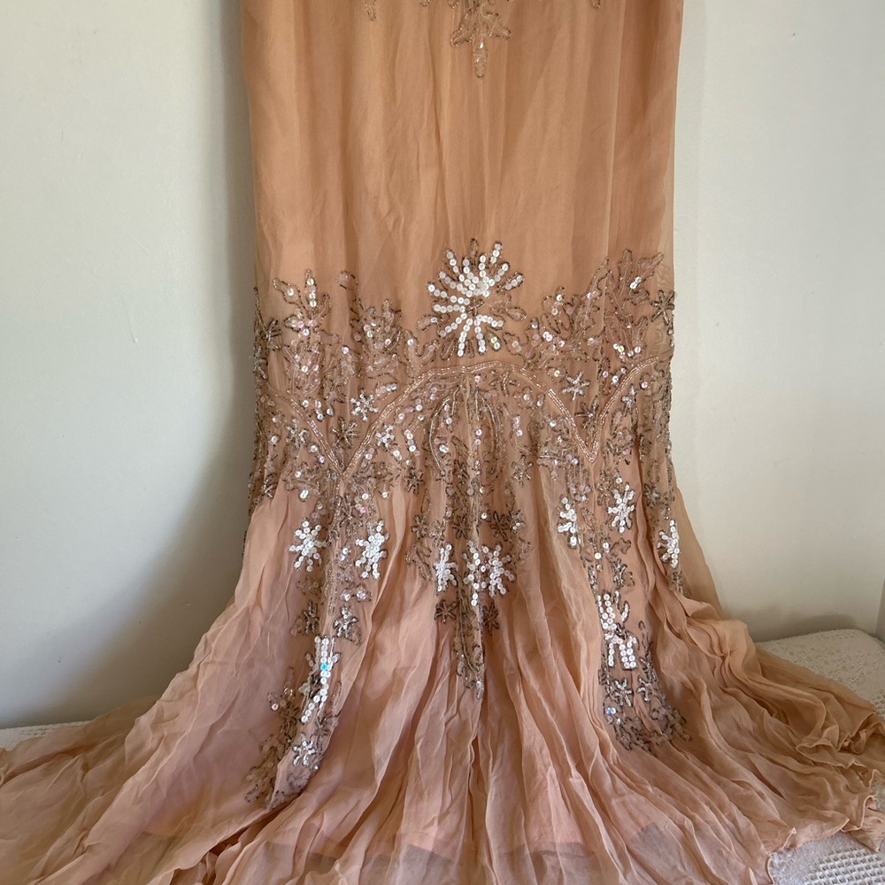 Roaman's Elegant Peach Dress with Embellishments - Picture 6 of 7